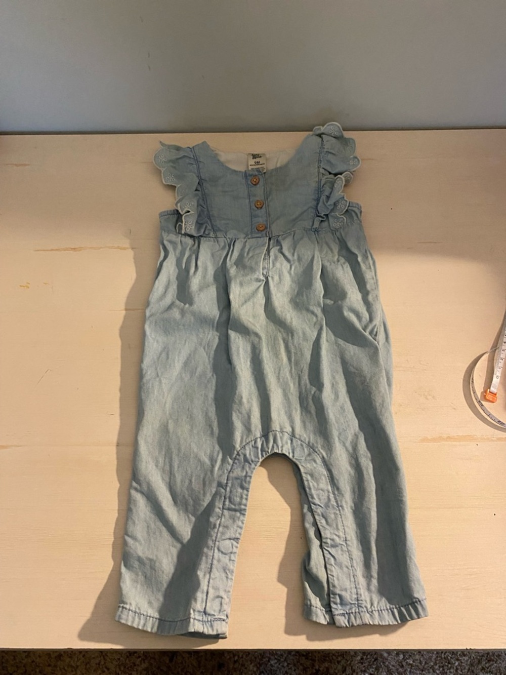 Oshkosh Bgosh Light Blue Ruffle Shoulder Kids Romper